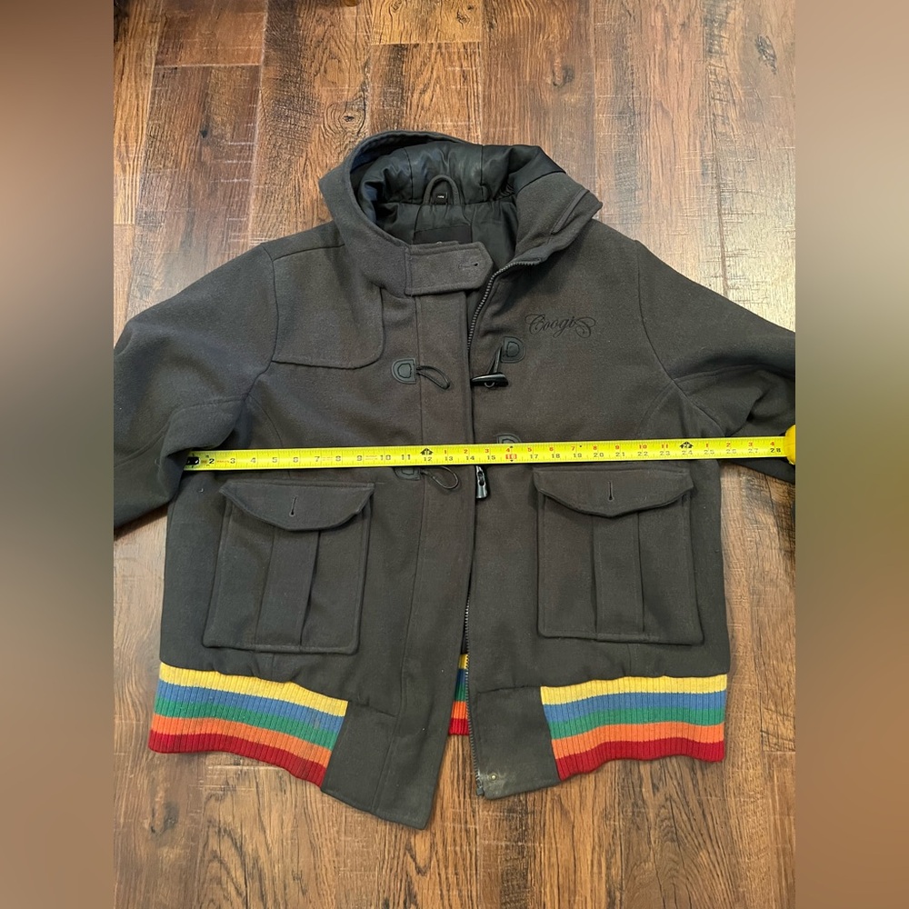 Coogi Australia Spell Out Rainbow Hooded Gray Jacket Coat Womens - Picture 6 of 8